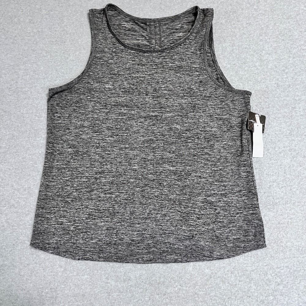 Activ8 Tank Top Womens Large Black Heather Scrunch Back Moisture Wicking New